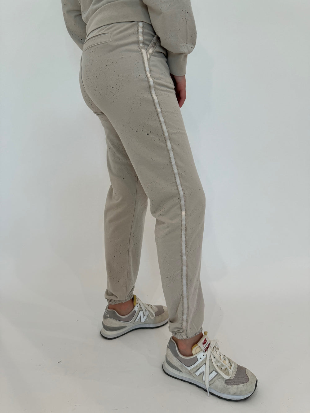 BK Beige Mandy Distressed Joggers available at Barbara Katz