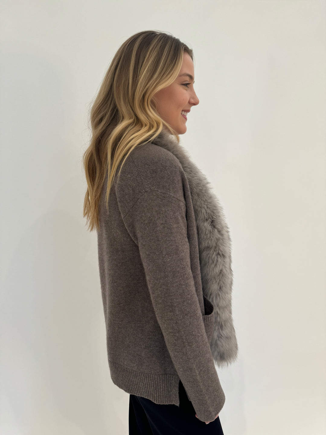 Barbara Katz Fiona Cashmere Fox Long Sleeve Sweater - Portabello