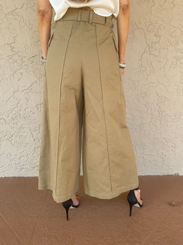 Max Mara Leisure Pinide Tie Waist Wide Leg Pants