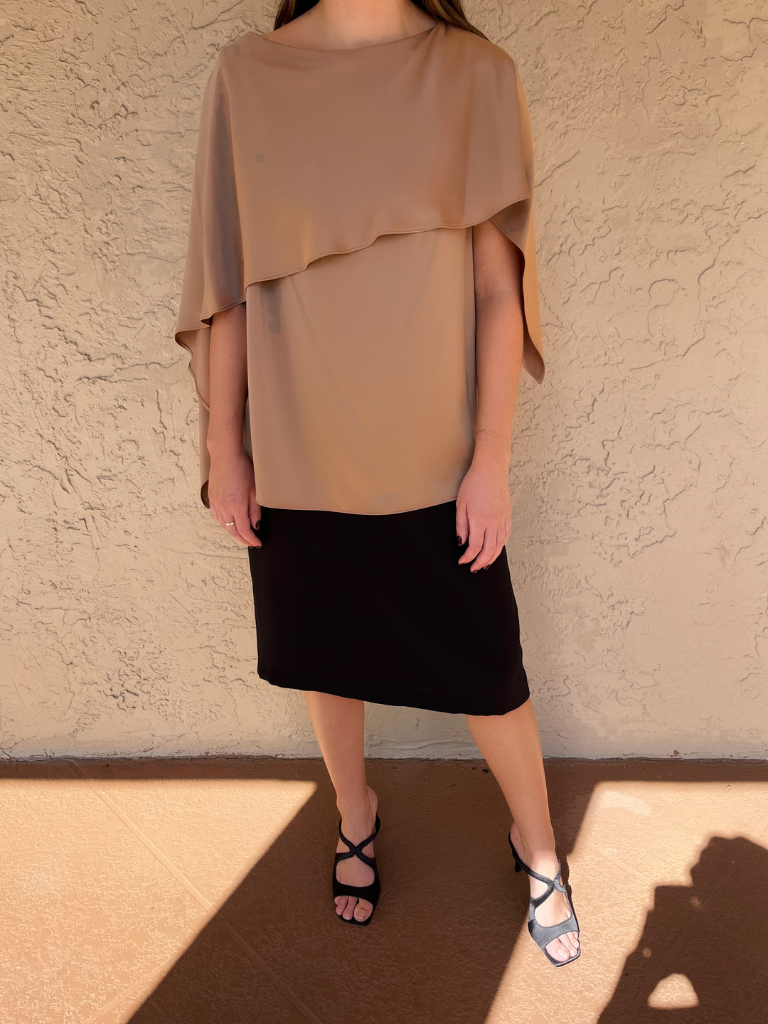 Satin Caplet Top - Mocha