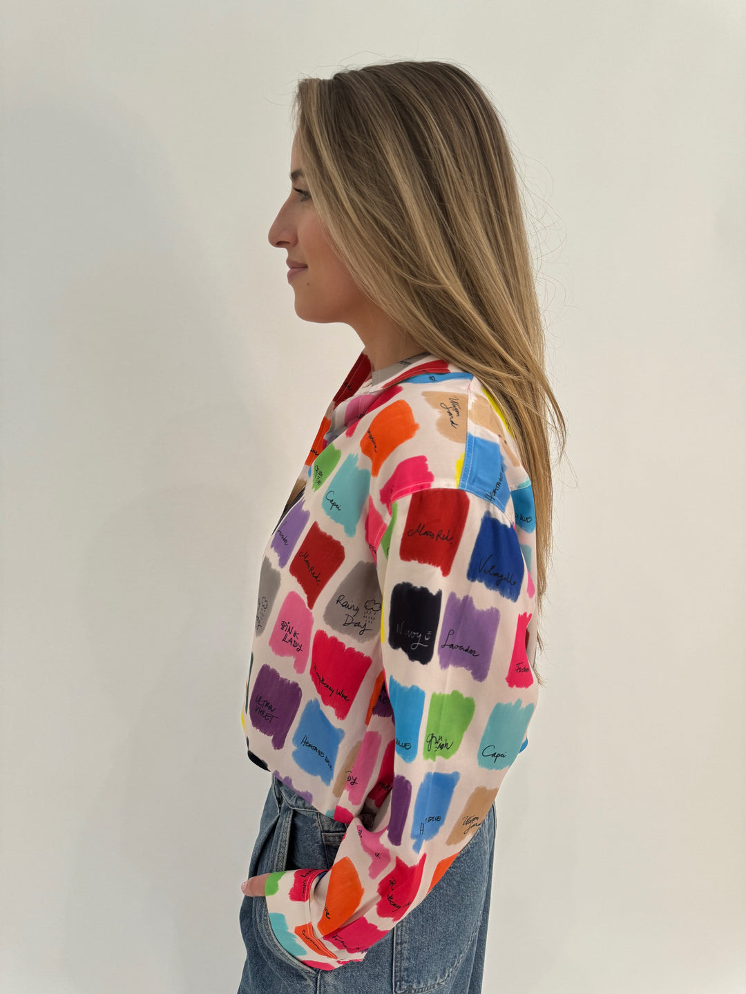 Vilagallo Donia Multi Snatch Long Sleeve Shirt available at Barbara Katz