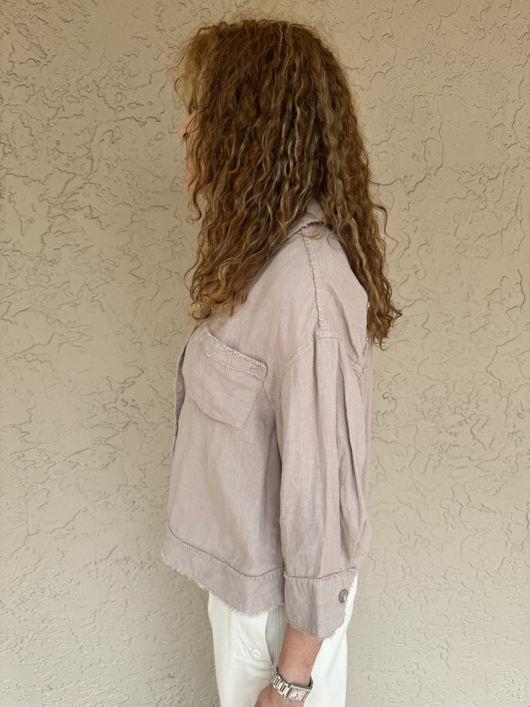 Repeat Linen Jacket - Pebble