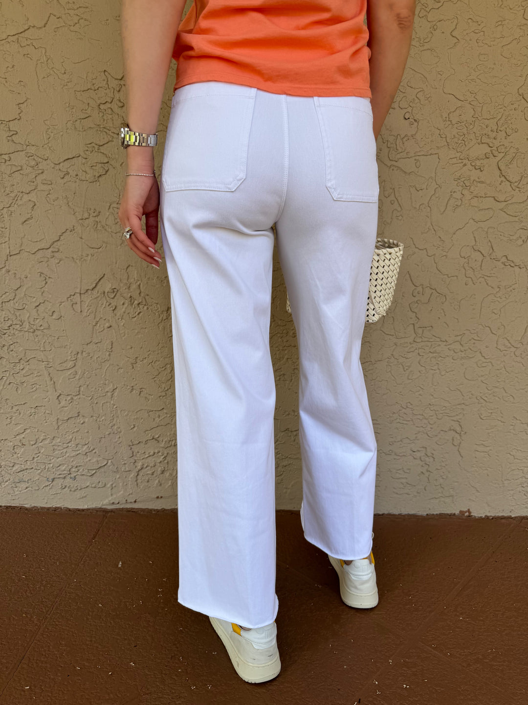 Lysse Erin High Waist Wide Leg Denim Pants - White