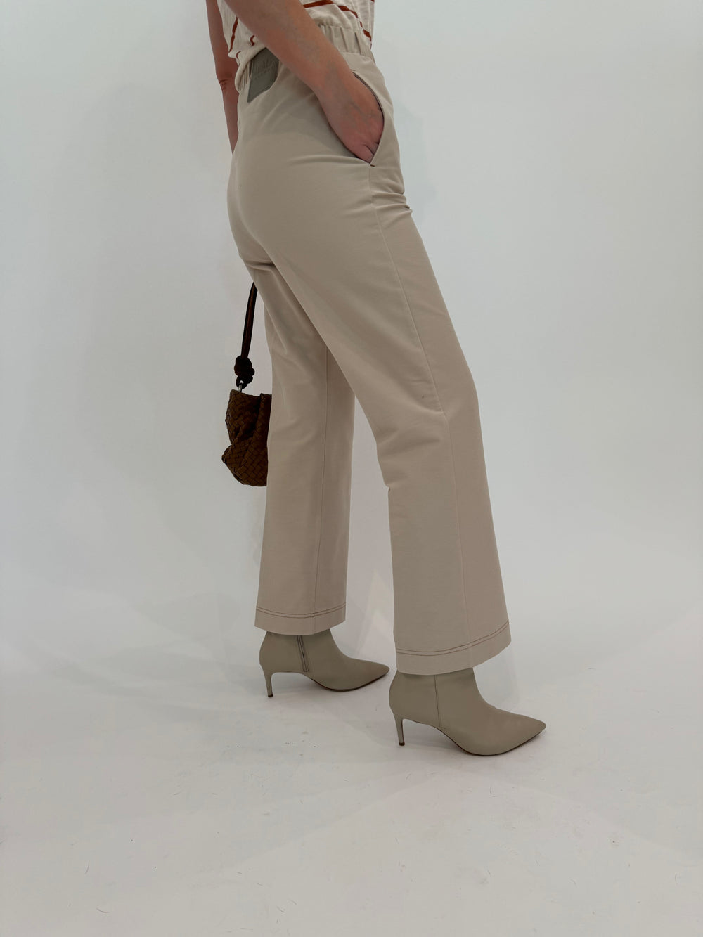 Max Mara Weekend Quiete Denim-Effect Jersey Trousers in Beige