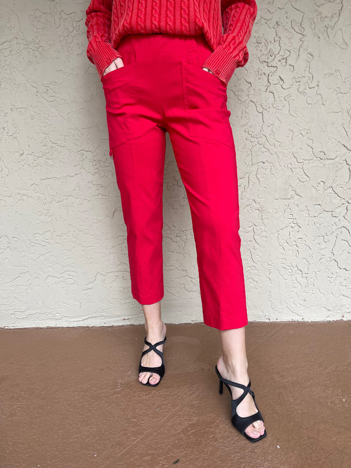 Elliott Lauren Control Stretch D Ring Crop Cargo Pant - Red