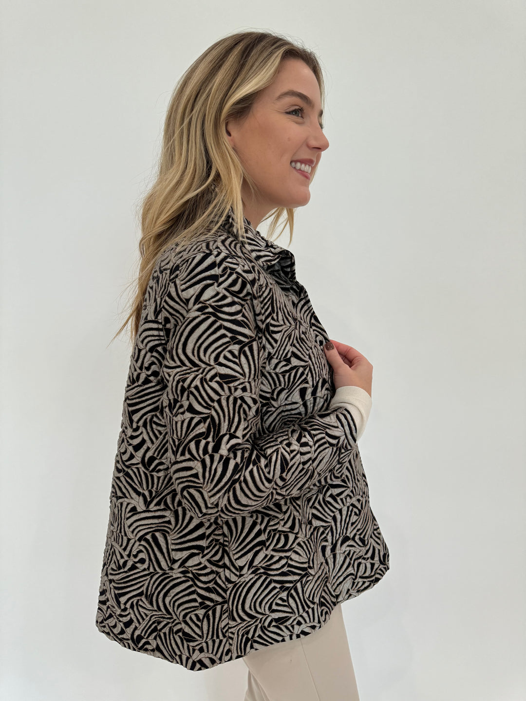 Caroline Rose Exotic Elegance Jacket in Multi/Black available at Barbara Katz