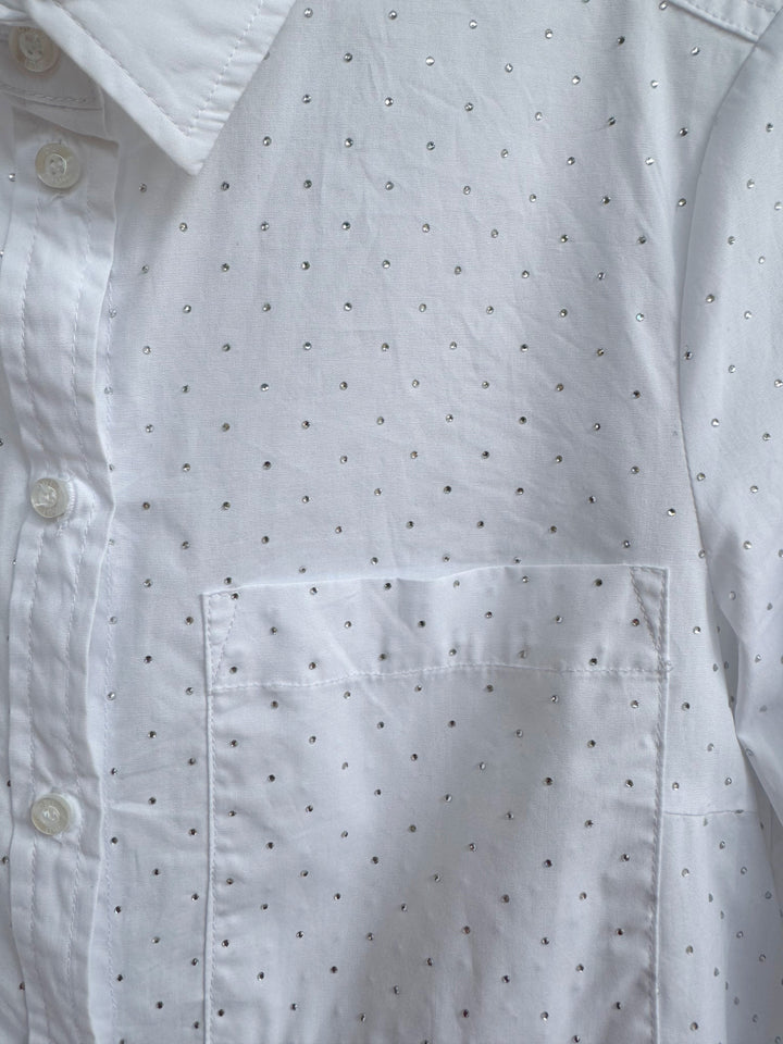 Oui Nova Shirt With Studs in Optic White available at Barbara Katz