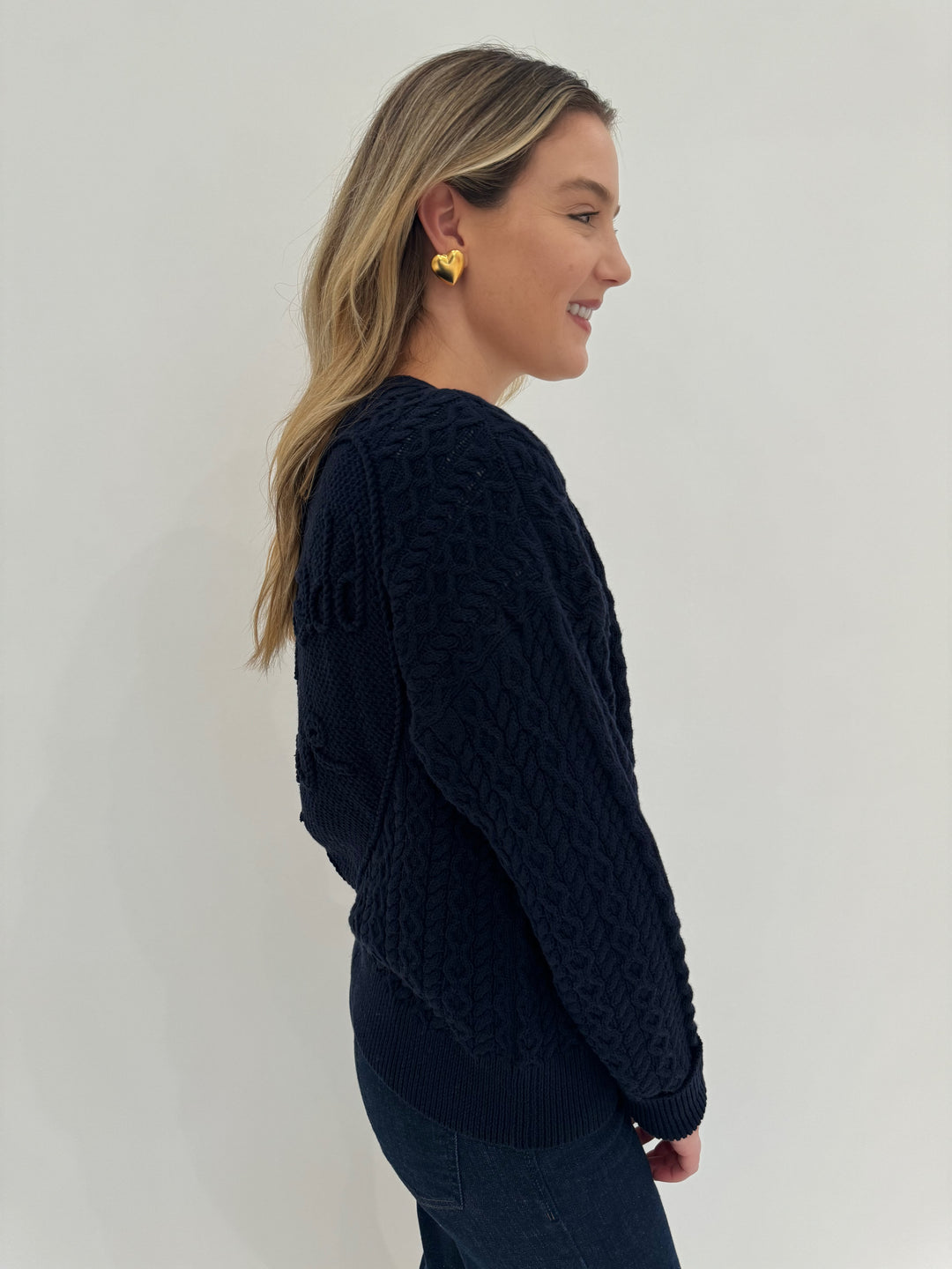 Kerri Rosenthal Suzanne Just Add Love Long Sleeve Cardigan in Indigo