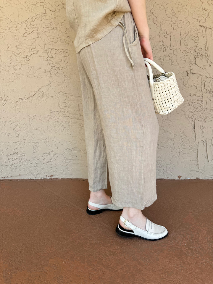 Barbara Katz Linen Crop Pants - Flax