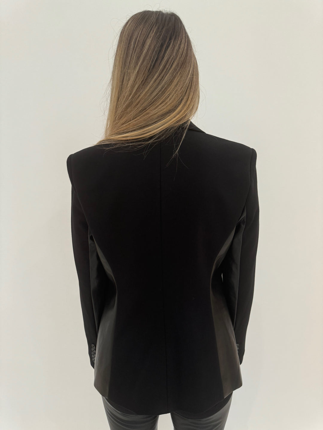 Generation Love Gayle Vegan Leather Ponte Combo Blazer in Black available at Barbara Katz