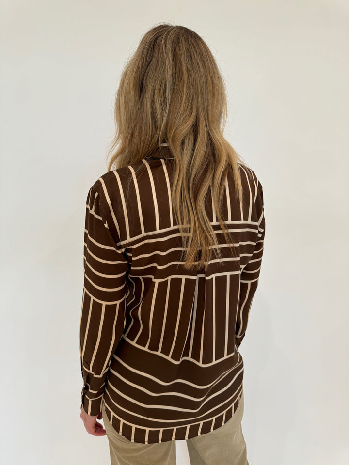 Rails Elias Long Sleeve Shirt in Brown Line Art available at Barbara Katz