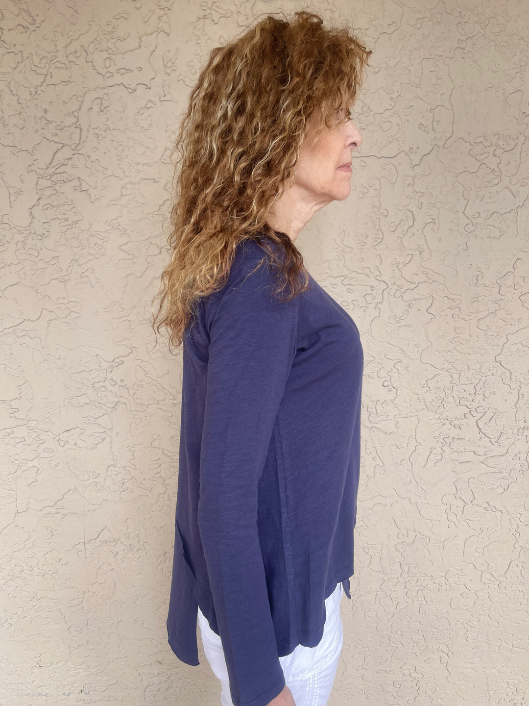 Barbara Katz Asymmetrical Crew Neck T-Shirt - Navy