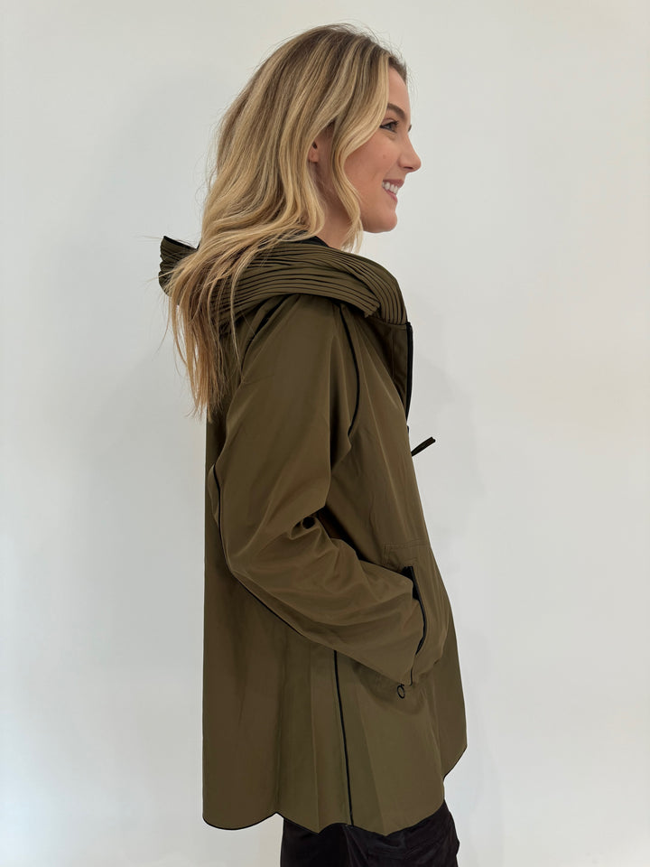 UbU Reversible Long Sleeve Jacket With Zipper in Moss/Black available at Barbara Katz