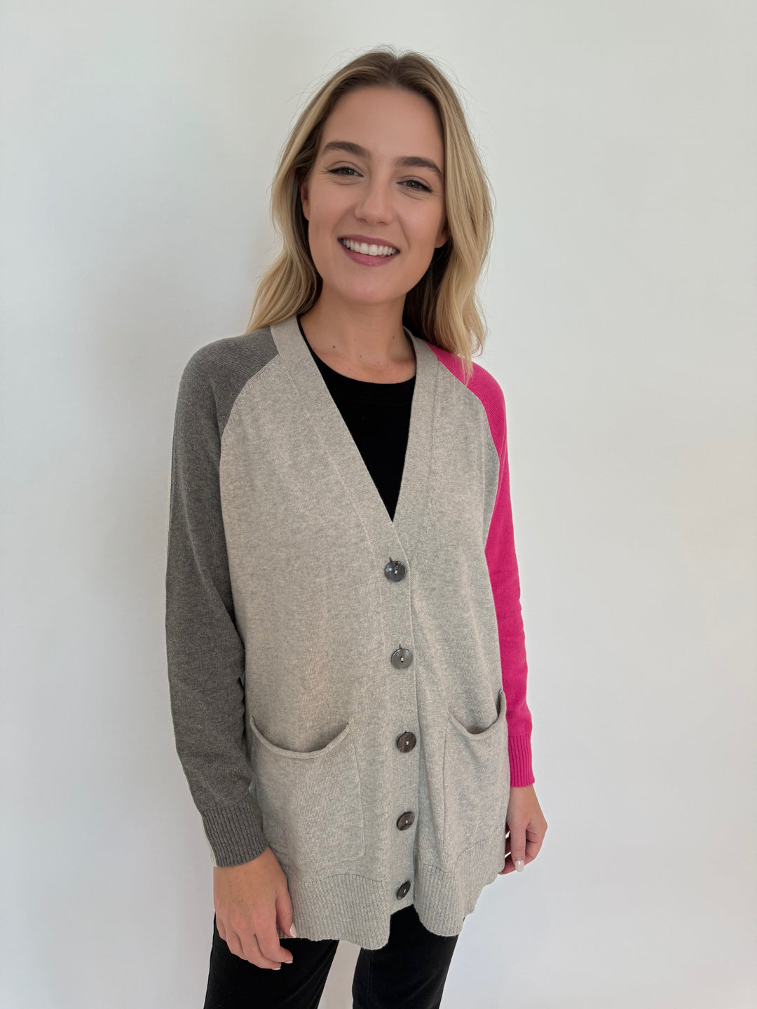 Zaket & Plover College V-Neck Cardigan in Marl available at Barbara Katz