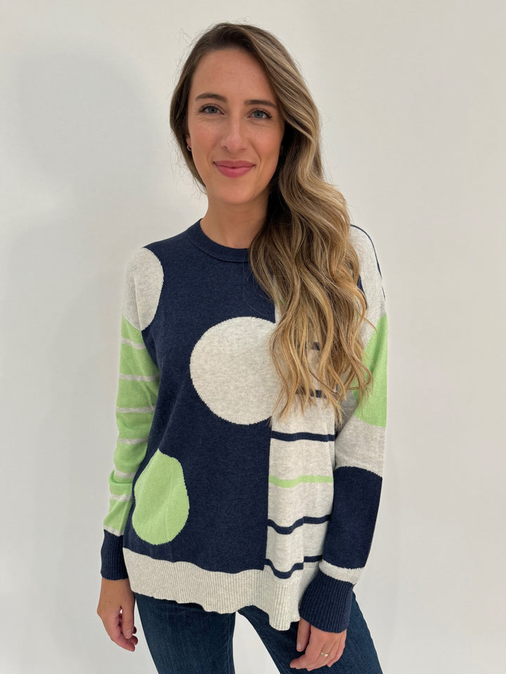 Zaket & Plover Spot On Stripes Sweater in Denim available at Barbara Katz