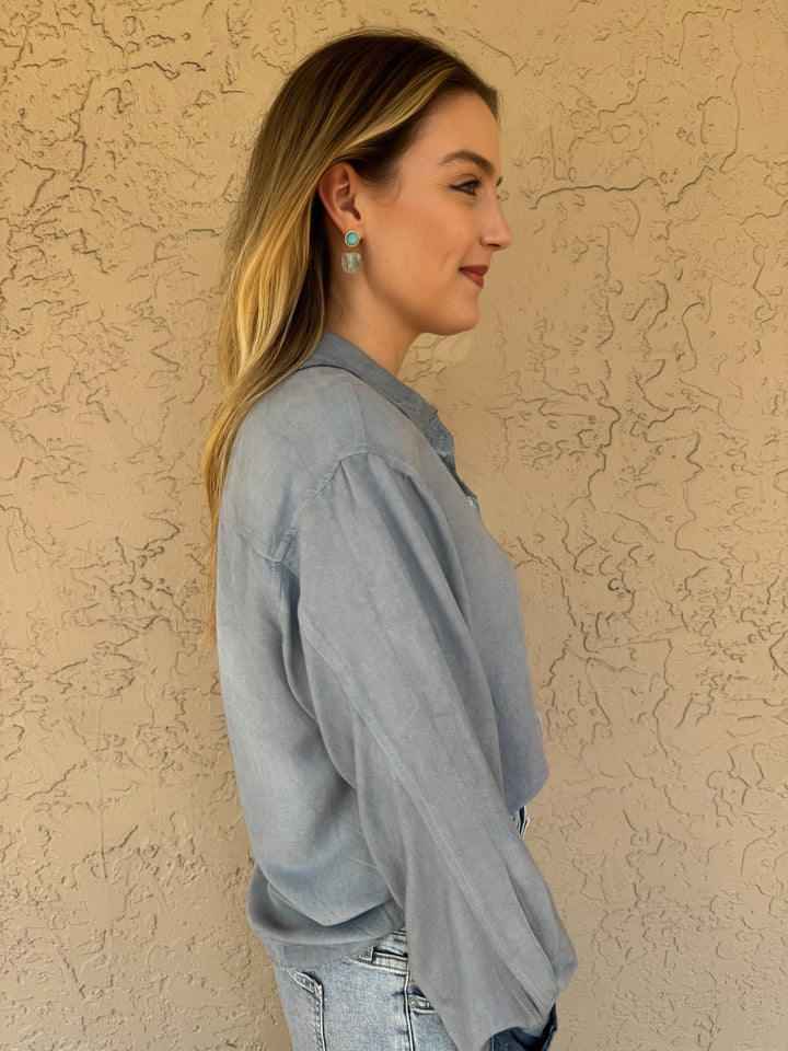 Current/Elliot The Beloved Long Sleeve Shirt - Maya Blue