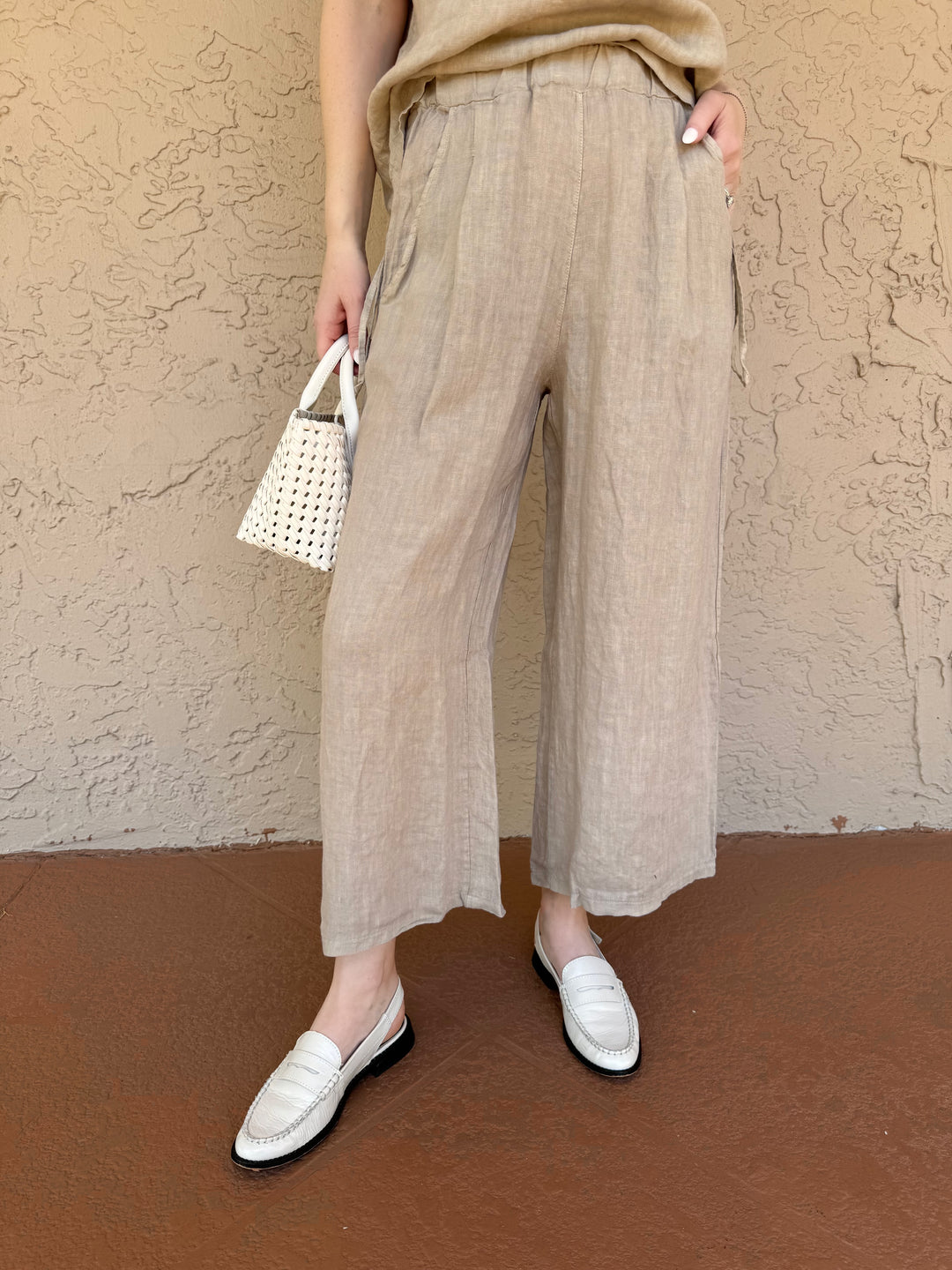 Barbara Katz Daylight Linen Crop Pants - Flax