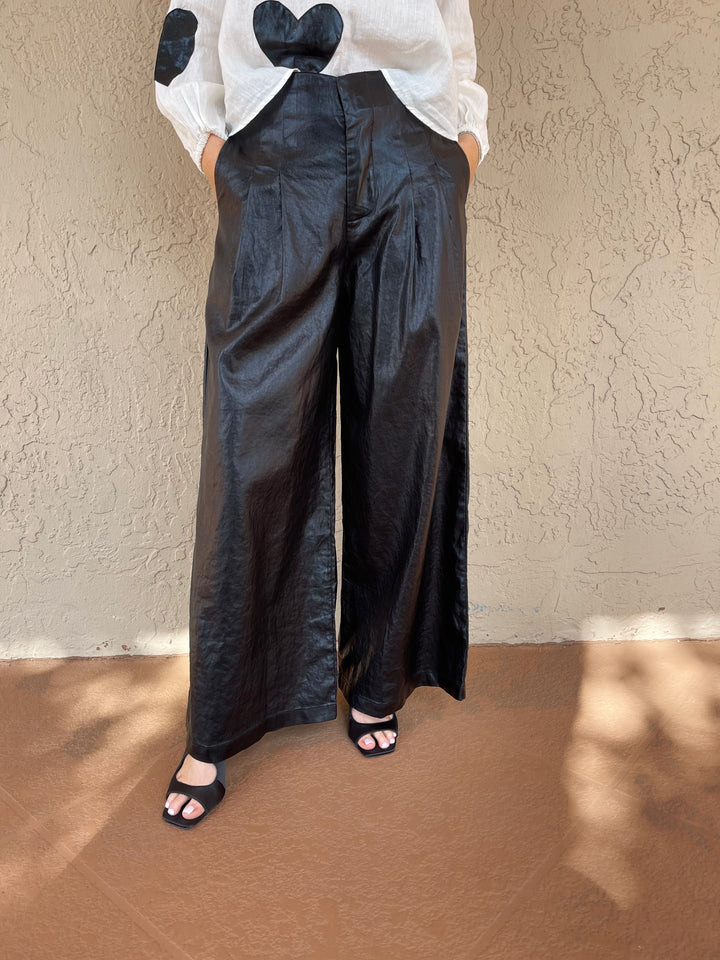 lanhtrophy Metallic Linen Culotte Pant