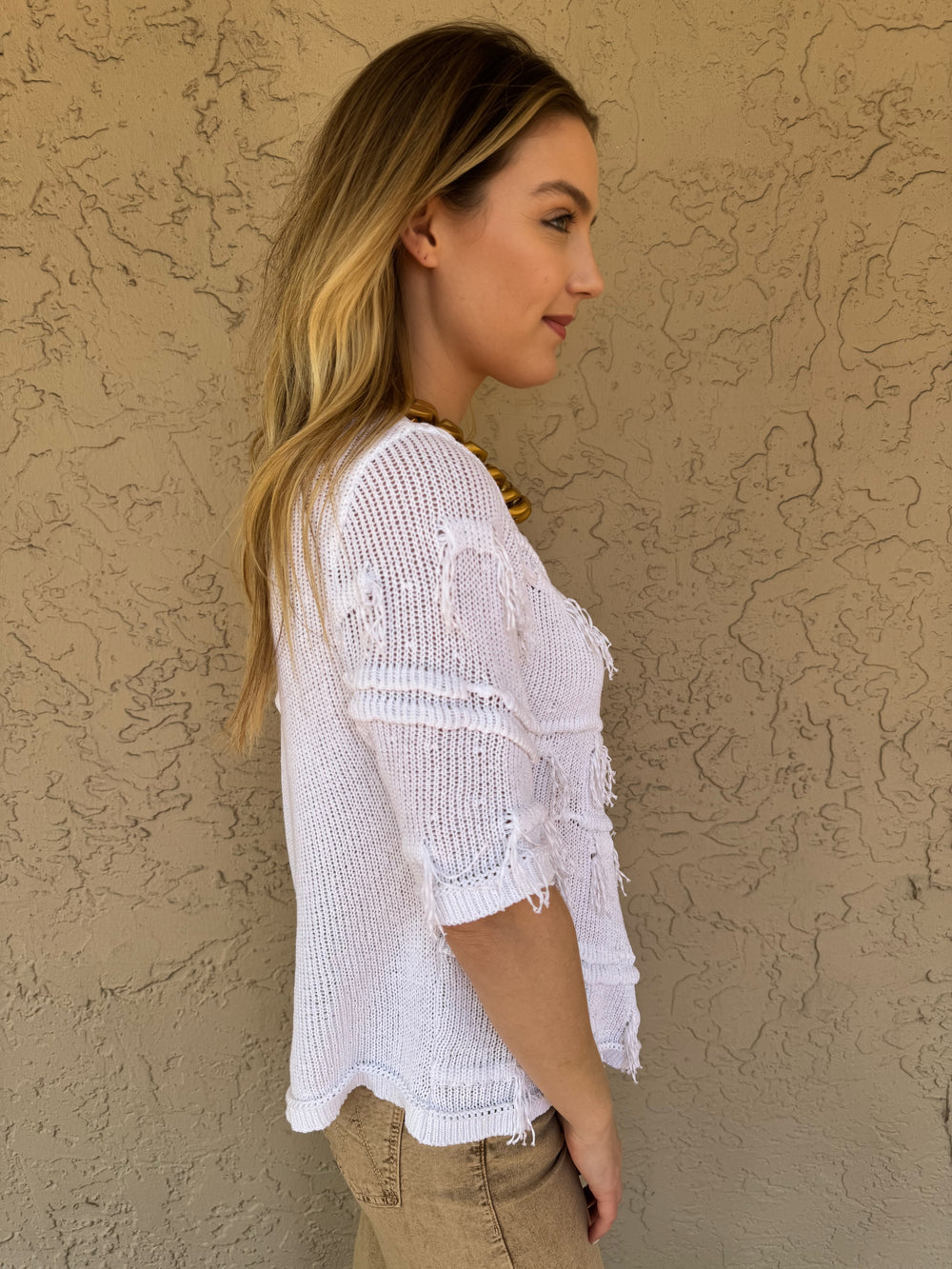 Tricot Chic White Asymmetrical Top