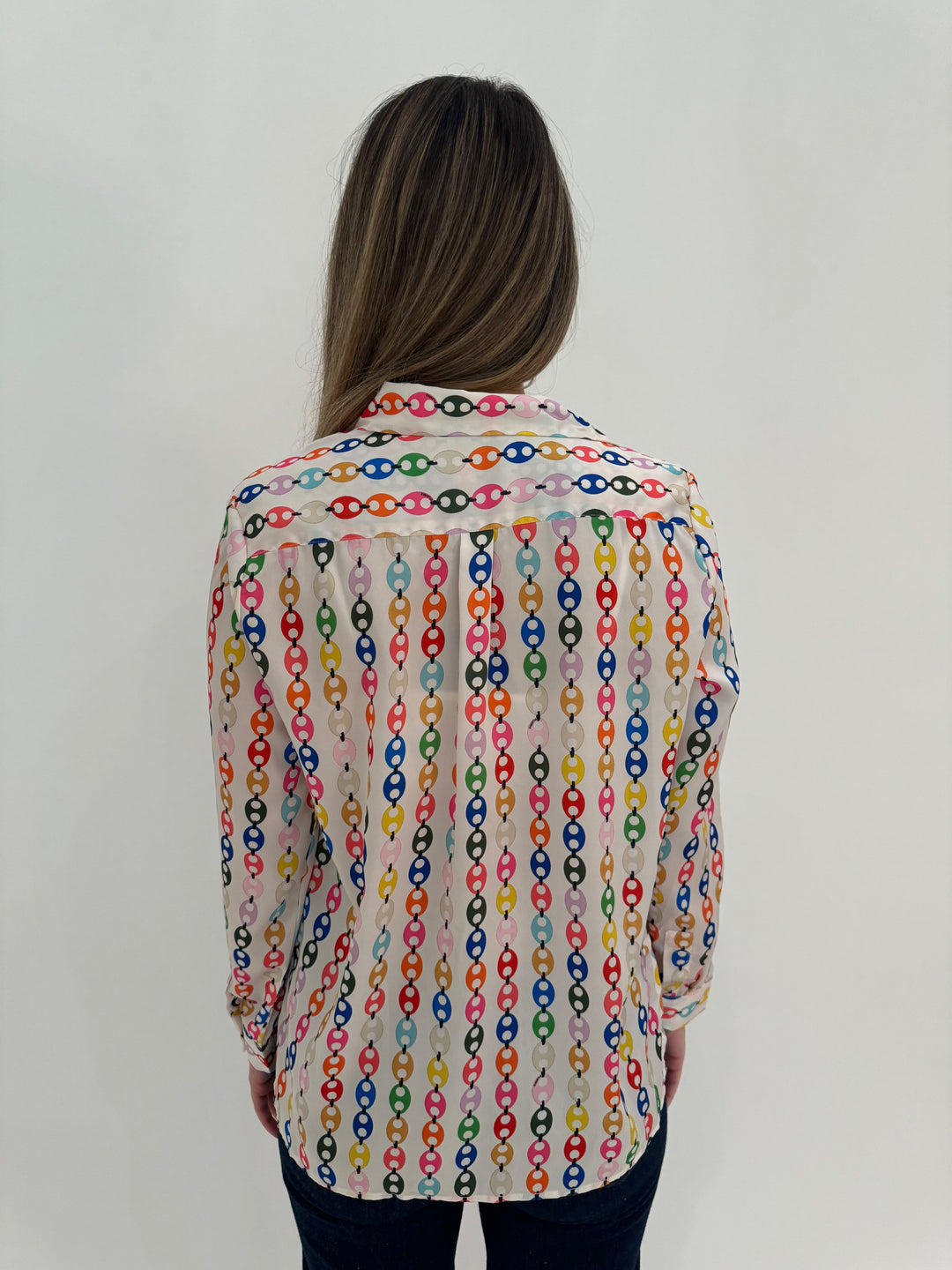 Vilagallo Irina Multicolor Chain Link Shirt available at Barbara Katz