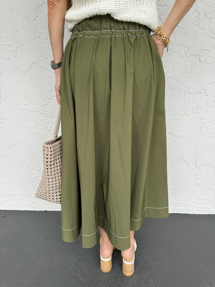 Simkhai Tona Midi Skirt - Army Green