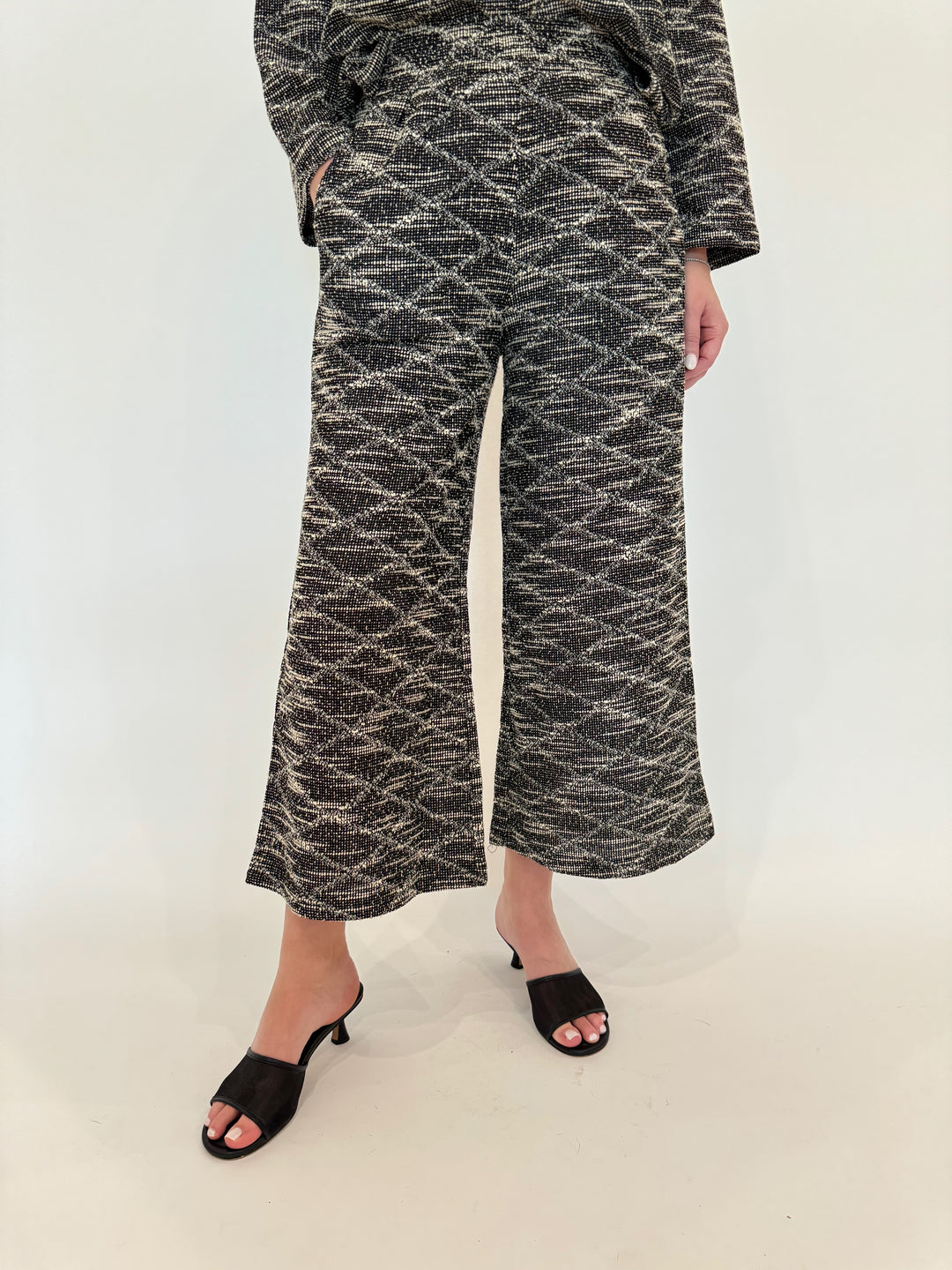 BK Betty Textured Cropped Wide Pants available at Barbara Katz