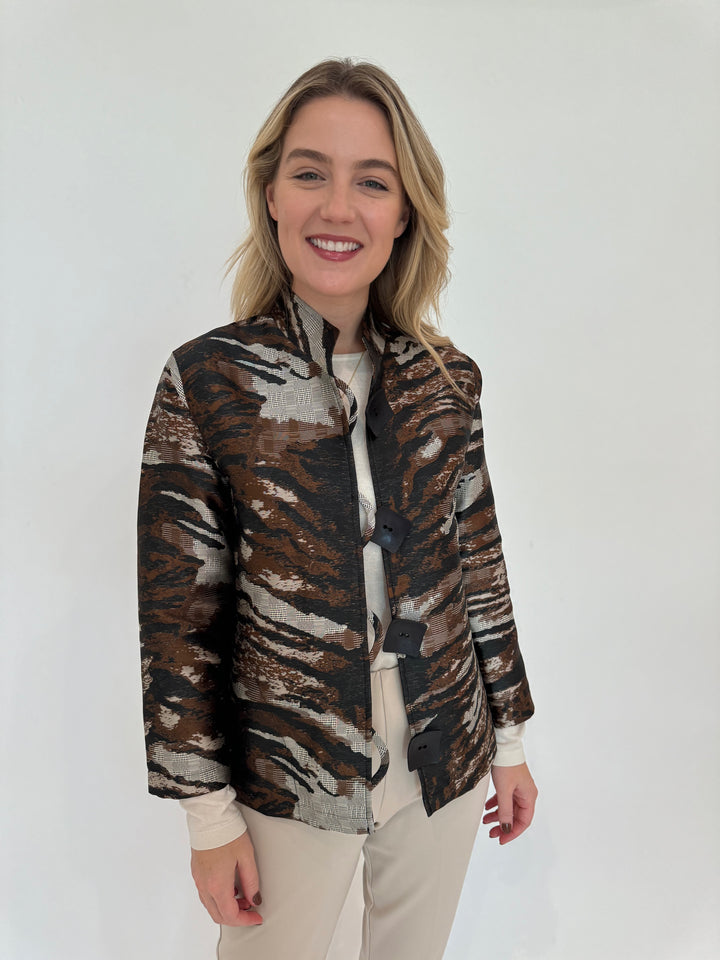 Caroline Rose Tigrees Jacket in Multi/Black available at Barbara Katz