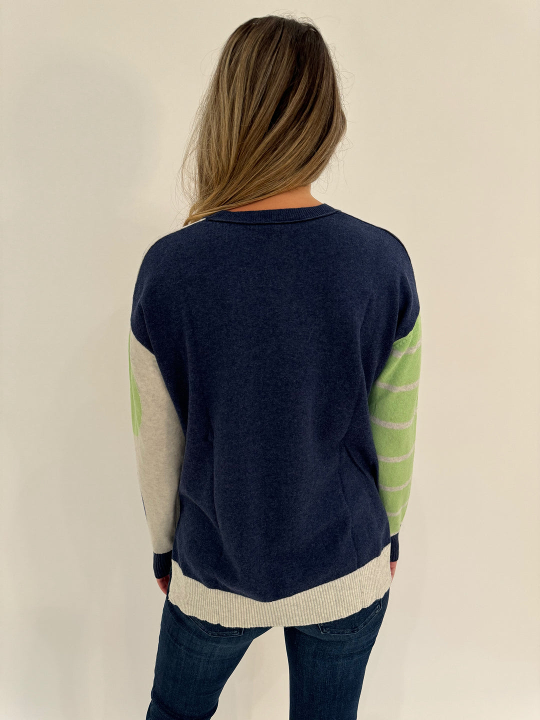 Zaket & Plover Spot On Stripes Sweater in Denim available at Barbara Katz