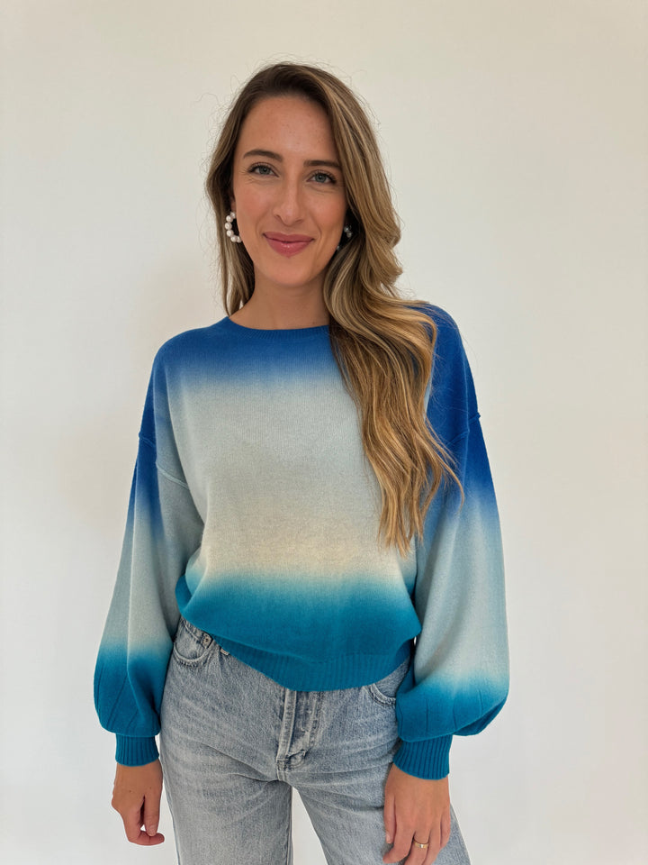 Colorush (CRUSH) Dip Dye Balloon Sweater in Waves available at Barbara Katz