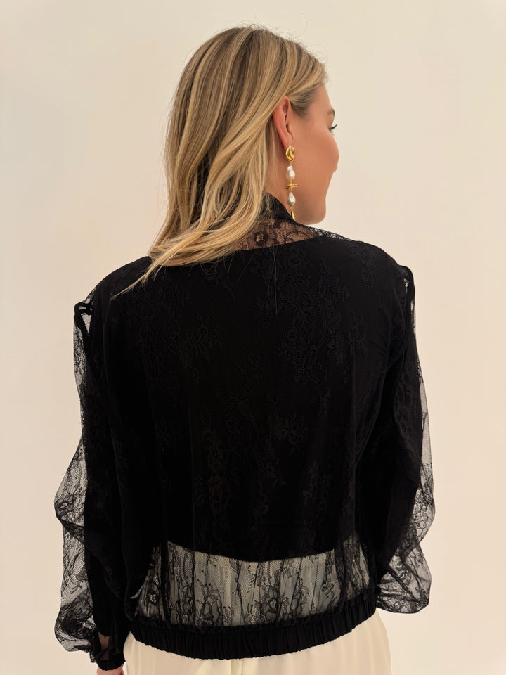 Marella Mappa Lace Jacket in Black available at Barbara Katz