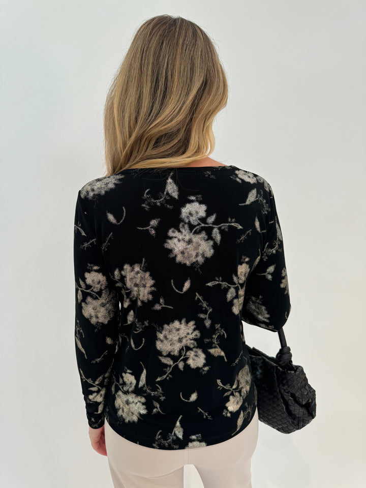 Elliott Lauren Going For The Gold Floral Long Sleeve Top - Black