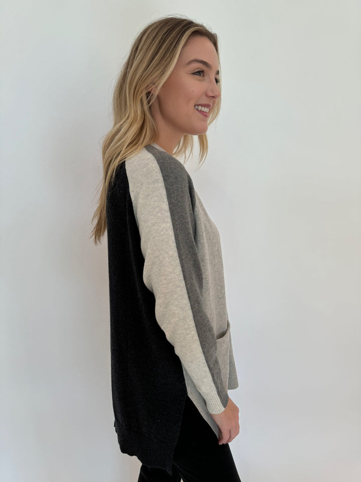 Zaket & Plover College Long Sleeve Cardigan in Marl available at Barbara Katz