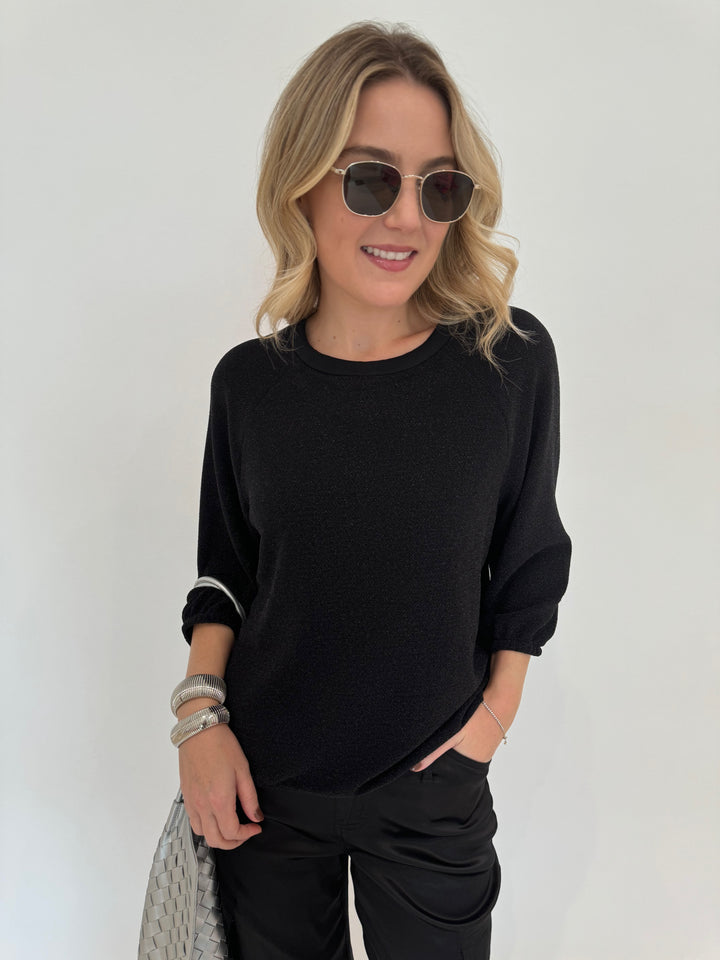 Elliott Lauren Starry Night Raglan Sleeve Top in Black available at Barbara Katz