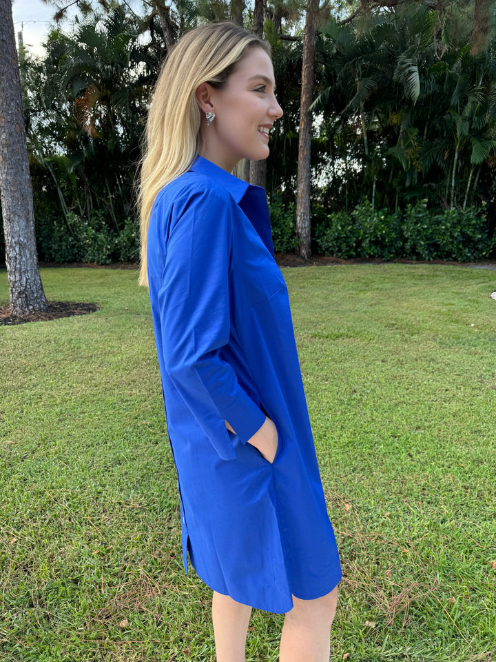 Hinson Wu Aileen Dress in Cobalt with 3/4 sleeves