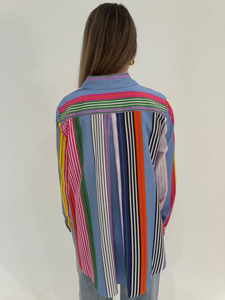 Vilagallo Anastasia Multicolor Stripe Shirt available at Barbara Katz