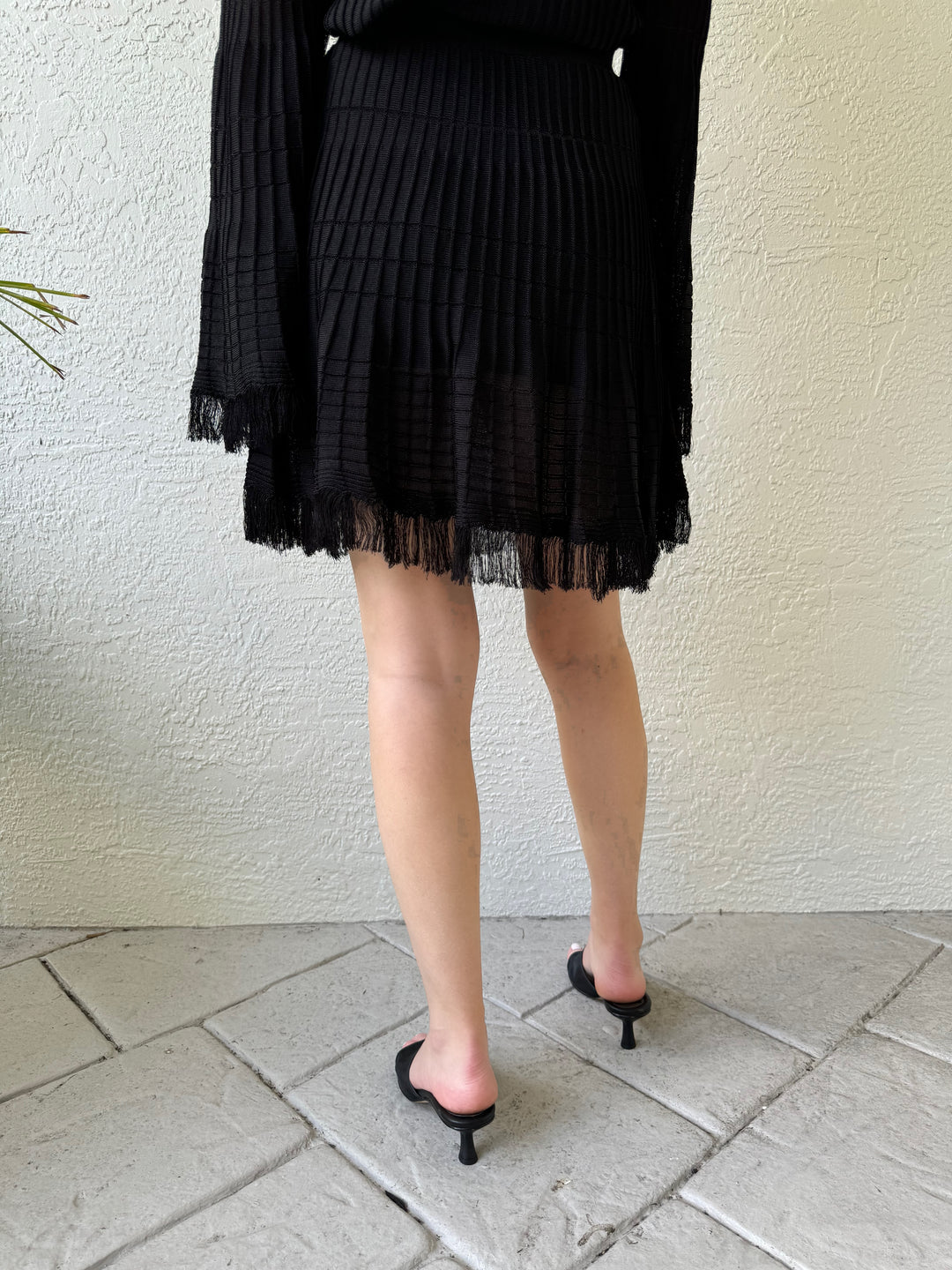 Maria Pavan Riley Black Fringe Skirt available at Barbara Katz