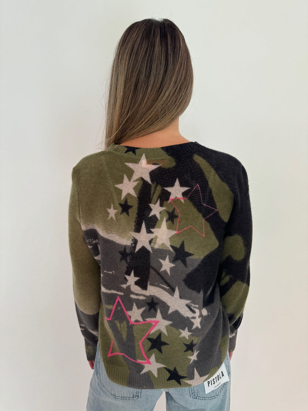 Lisa Todd Solar Power Cashmere Star Print Sweater in Eden available at Barbara Katz