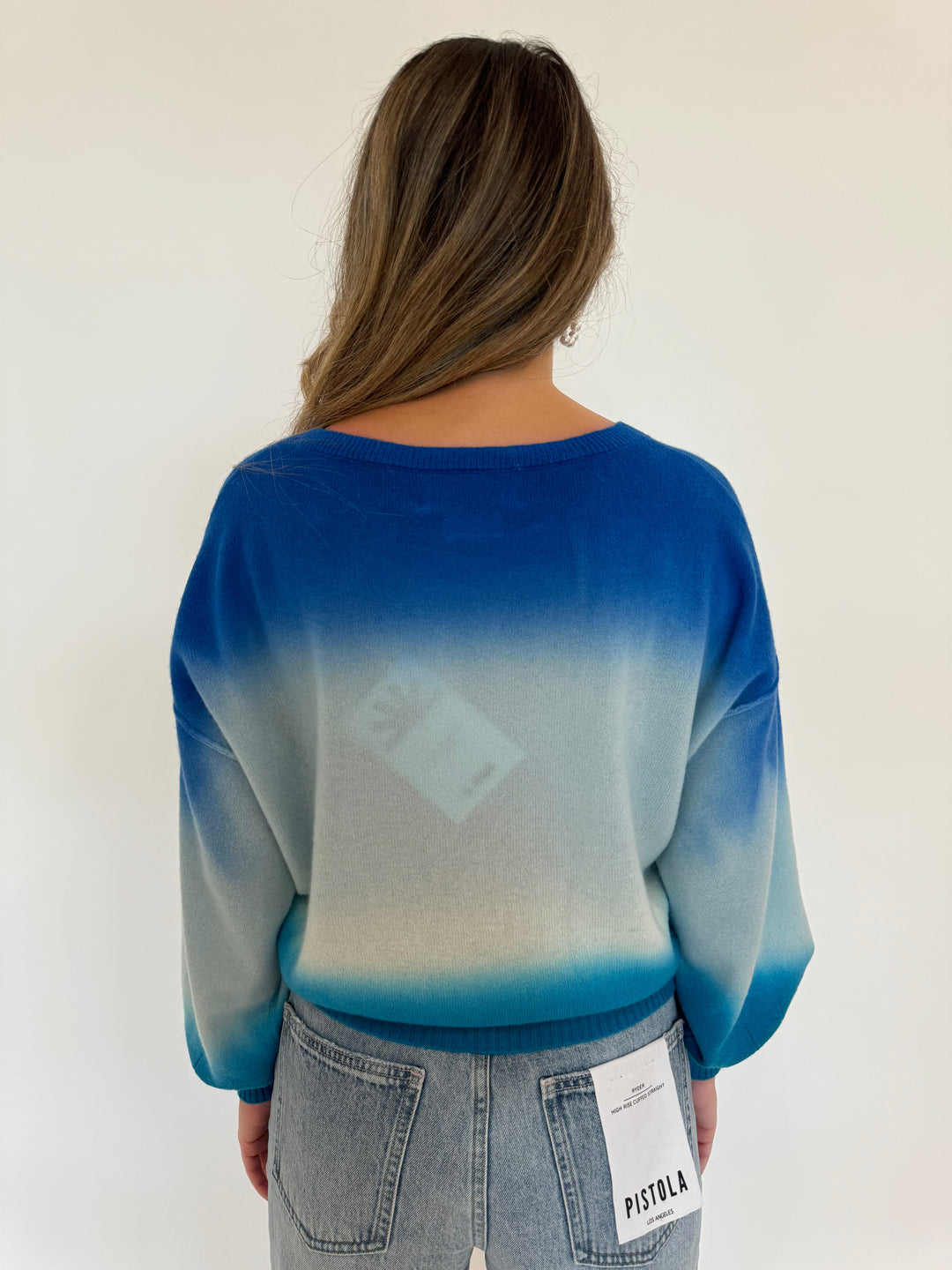 Colorush Dip Dye Balloon Sweater in Waves available at Barbara Katz