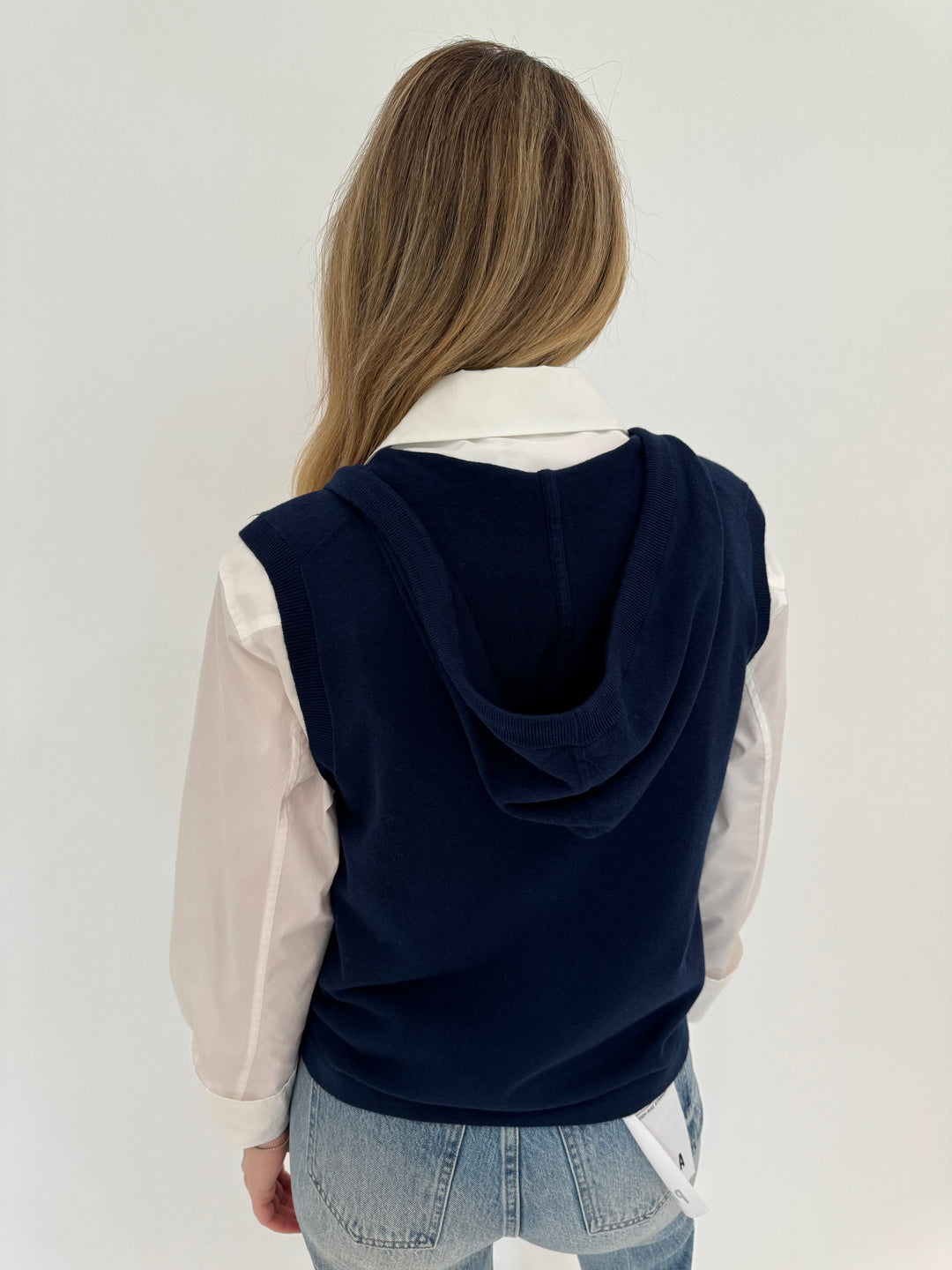 Elliott Lauren Zip Front Hoodie Vest in Ultramarine