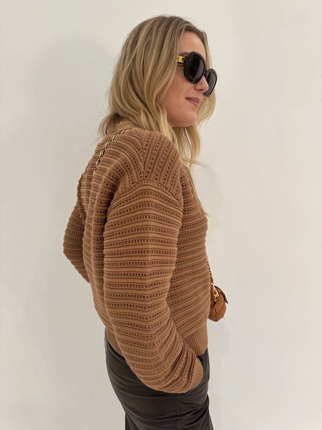 Varley Jarvis Relaxed Long Sleeve Sweater in Golden Bronze available at Barbara Katz