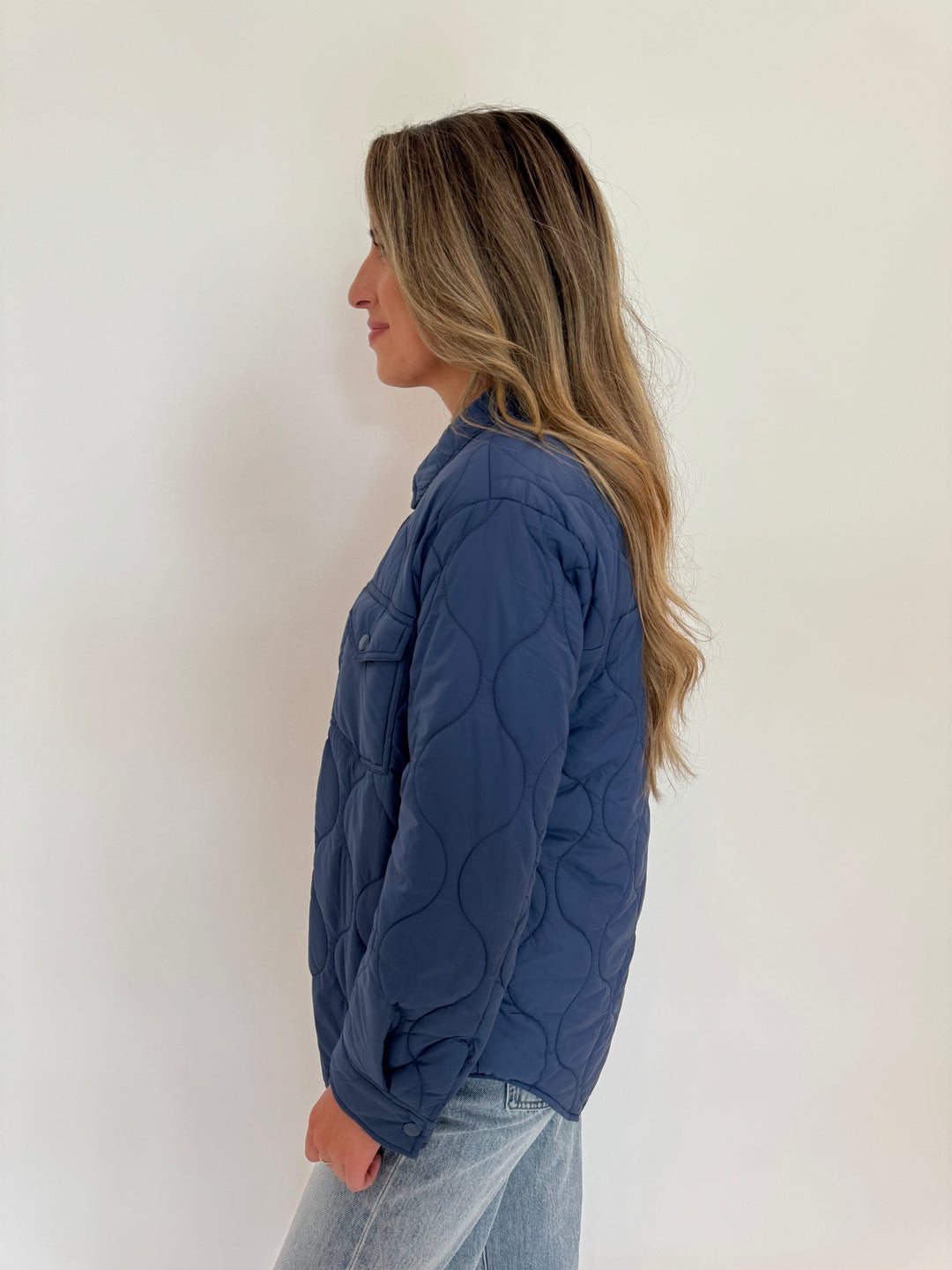 BK Bella Puffer Long Sleeve Jacket
in Deep Cobalt available at Barbara Katz