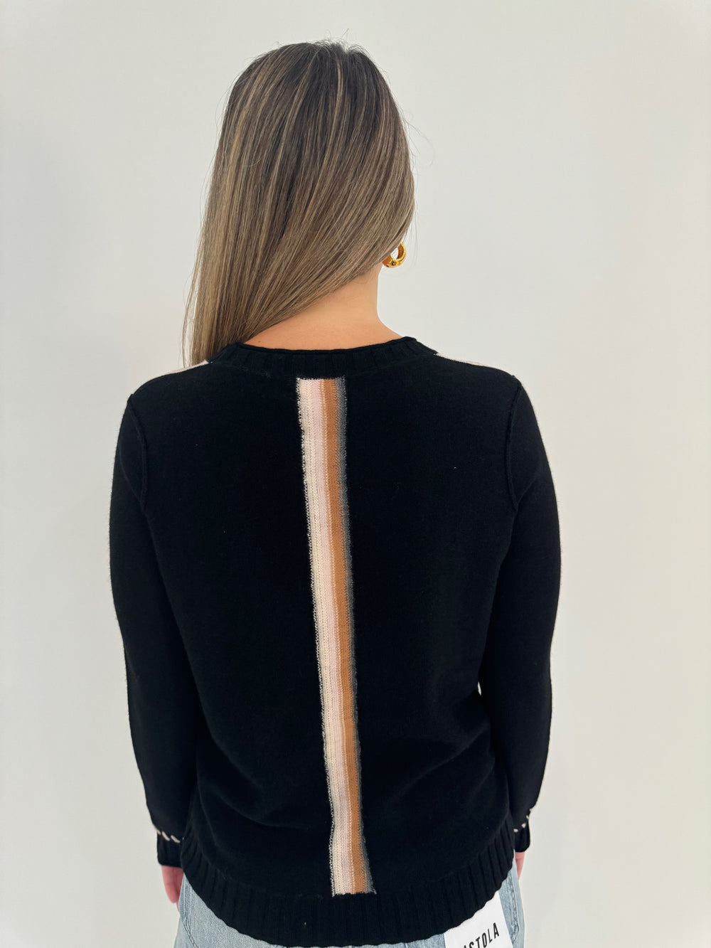 Lisa Todd Think Twice Cashmere Whipstitch Sweater in Black Onyx available at Barbara Katz