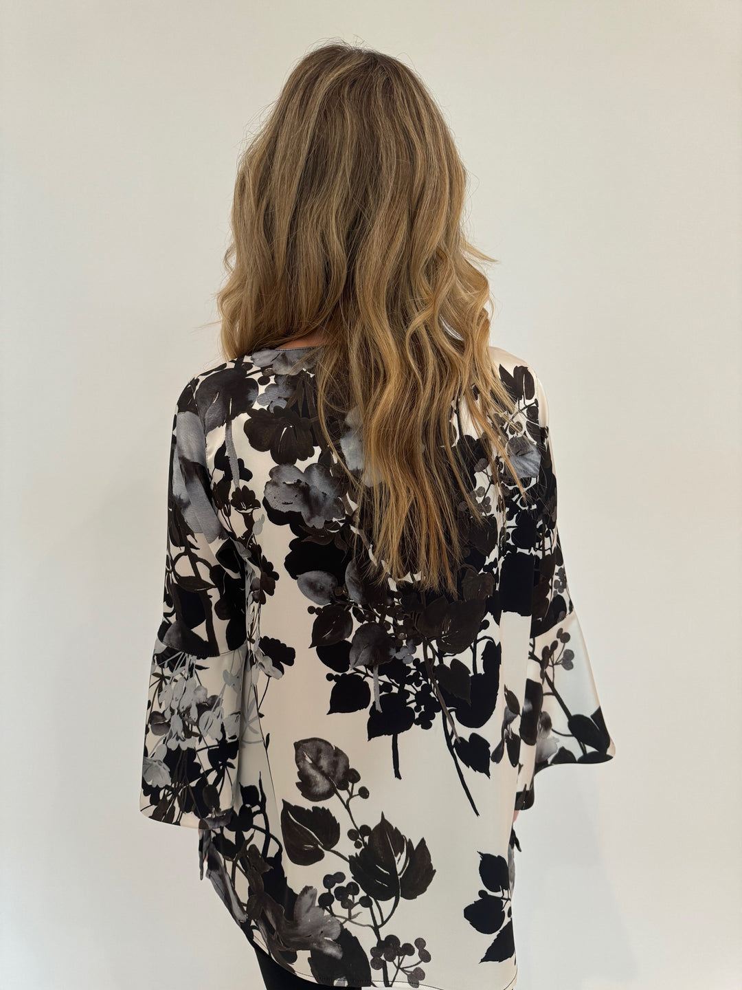 Caroline Rose Bella Floral Top in Multi/Black available at Barbara Katz