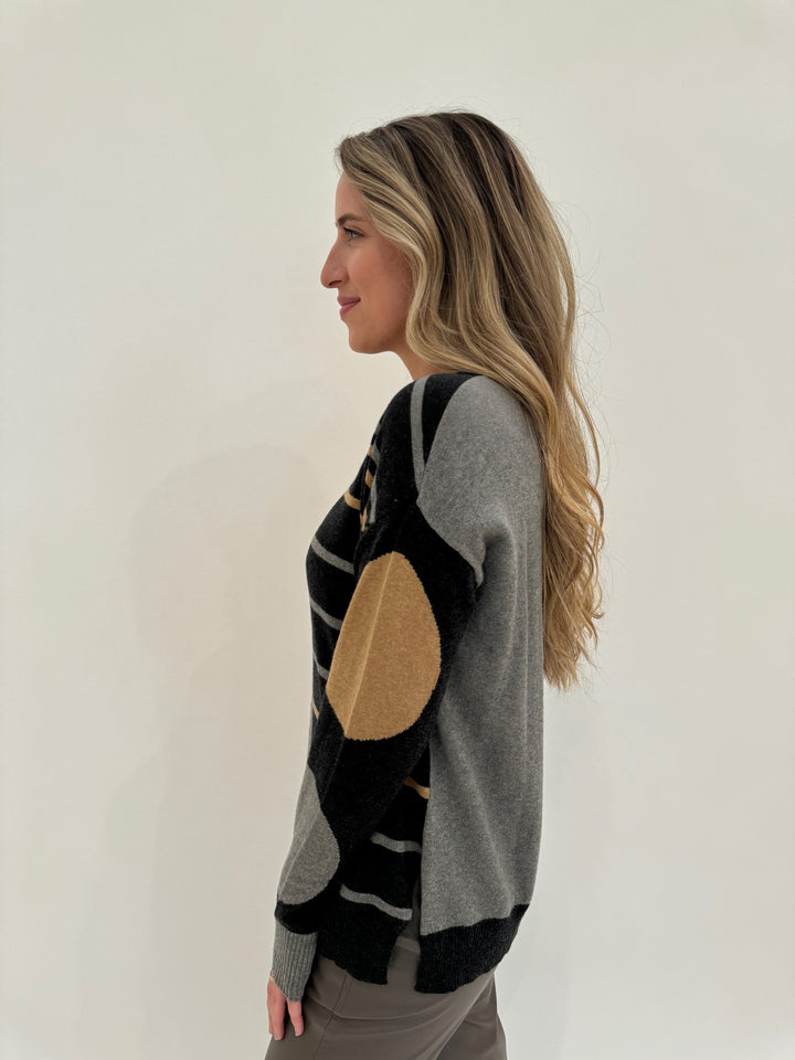 Zaket & Plover Spot On Stripes Long Sleeve Sweater in Cloud available at Barbara Katz