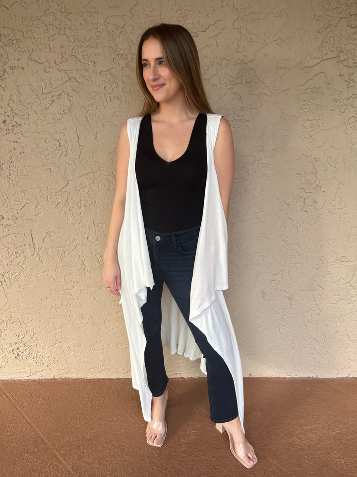 Gigi Moda Long Open Duster - White