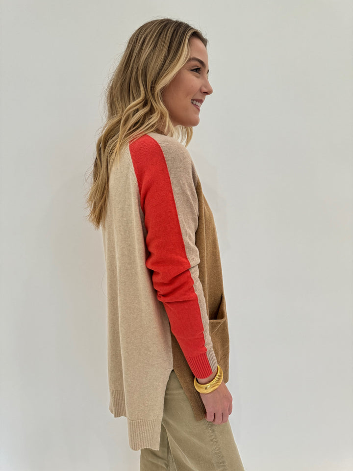 Zaket & Plover College Long Sleeve Cardigan in Cookie available at Barbara Katz