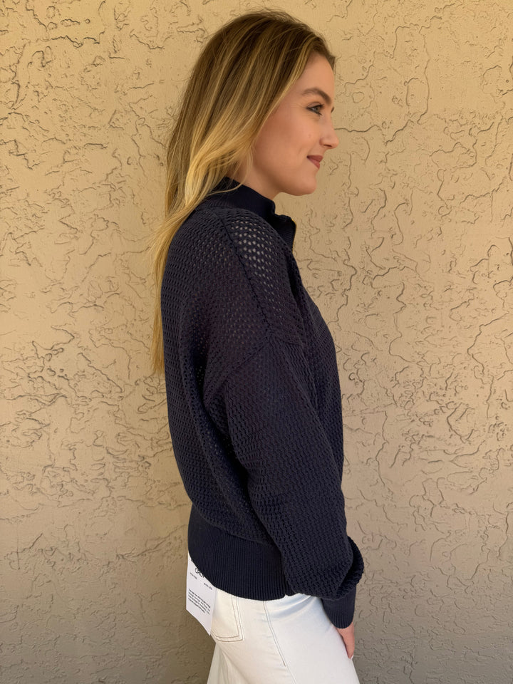 Varley Aurora Half Zip Knit - Blue Nights