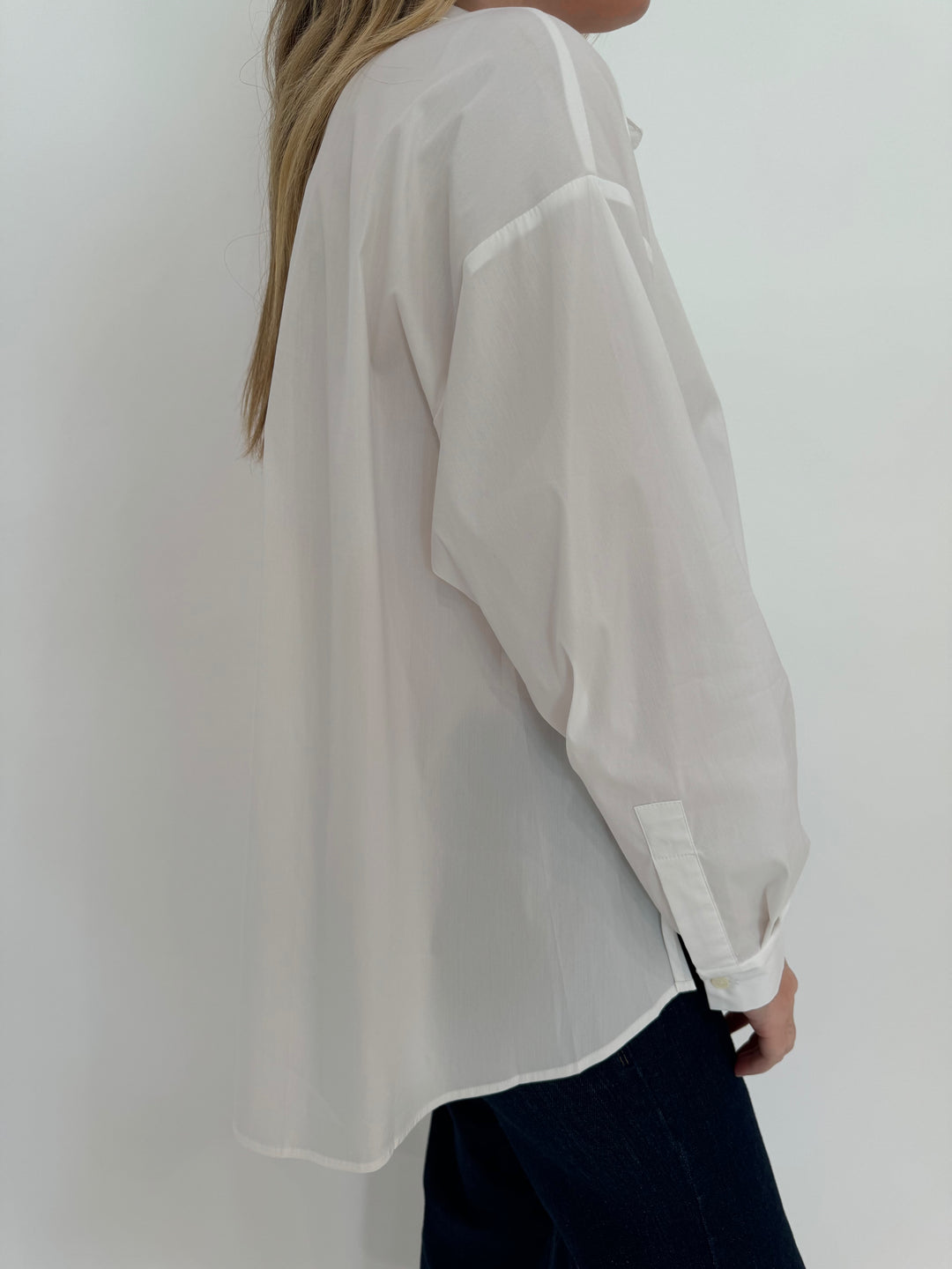 Repeat Long Sleeve Blouse With Side End Slits in White