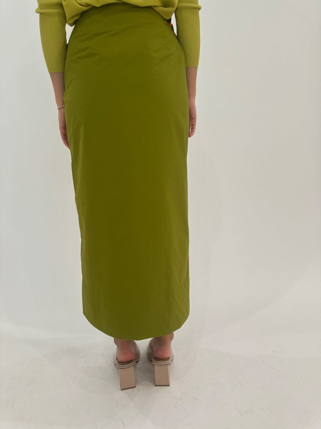 Essentiel Antwerp Guga Midi Skirt in Kale Green available at Barbara Katz