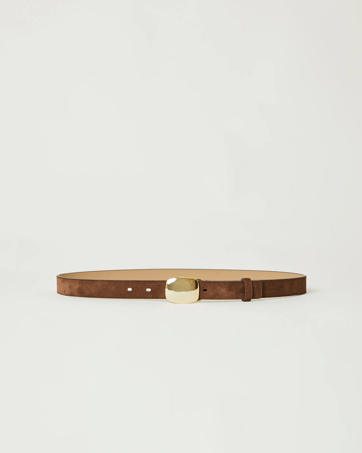 B-Low The Belt Jacob Suede Belt in Chocolate Gold available at Barbara Katz